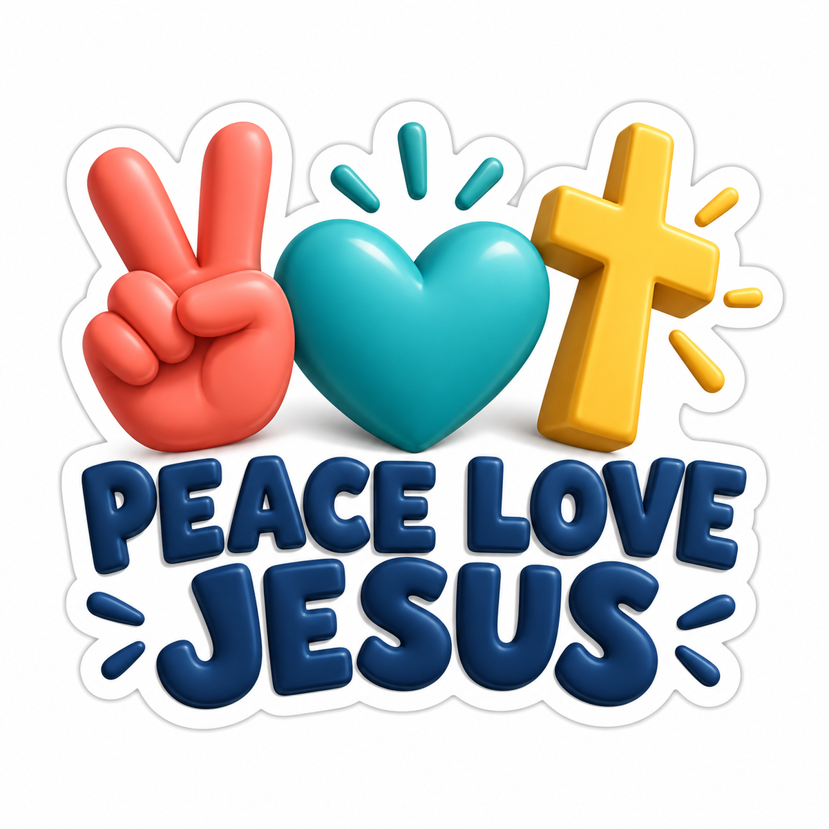 Peace Love Jesus Coral Teal Vinyl Sticker Decal