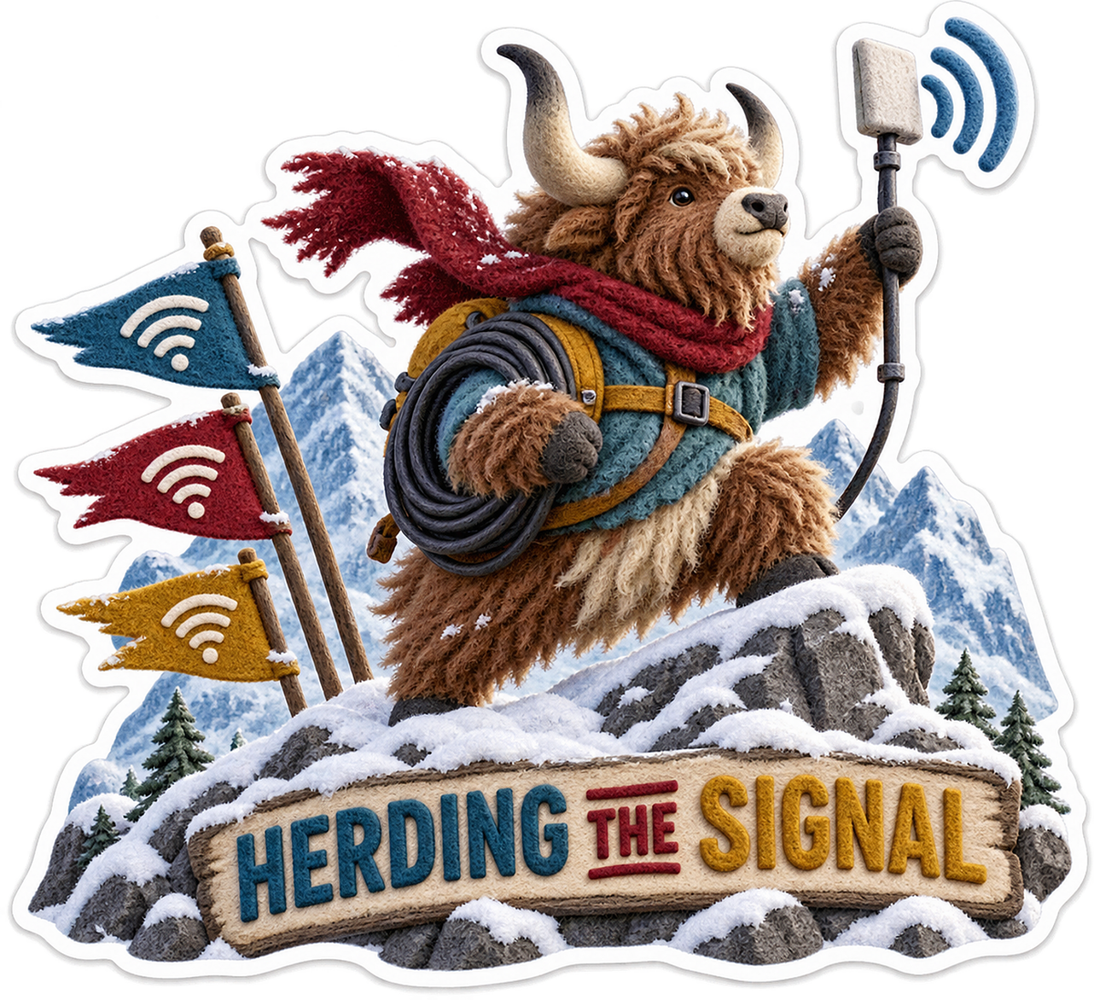 Herding the Signal Yak Antenna Vinyl Sticker Decal