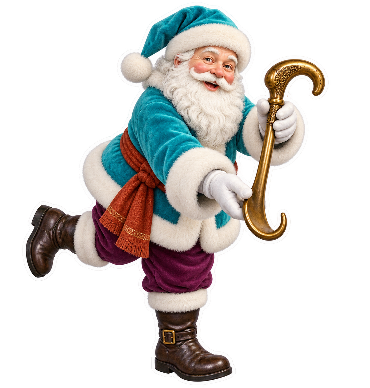 Santa Antique Brass Boot Lace Hook Vinyl Sticker Decal