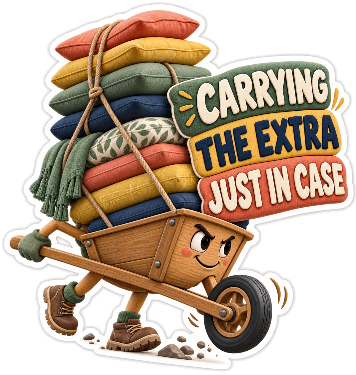 Carrying Extra Wheelbarrow Vinyl Sticker Decal