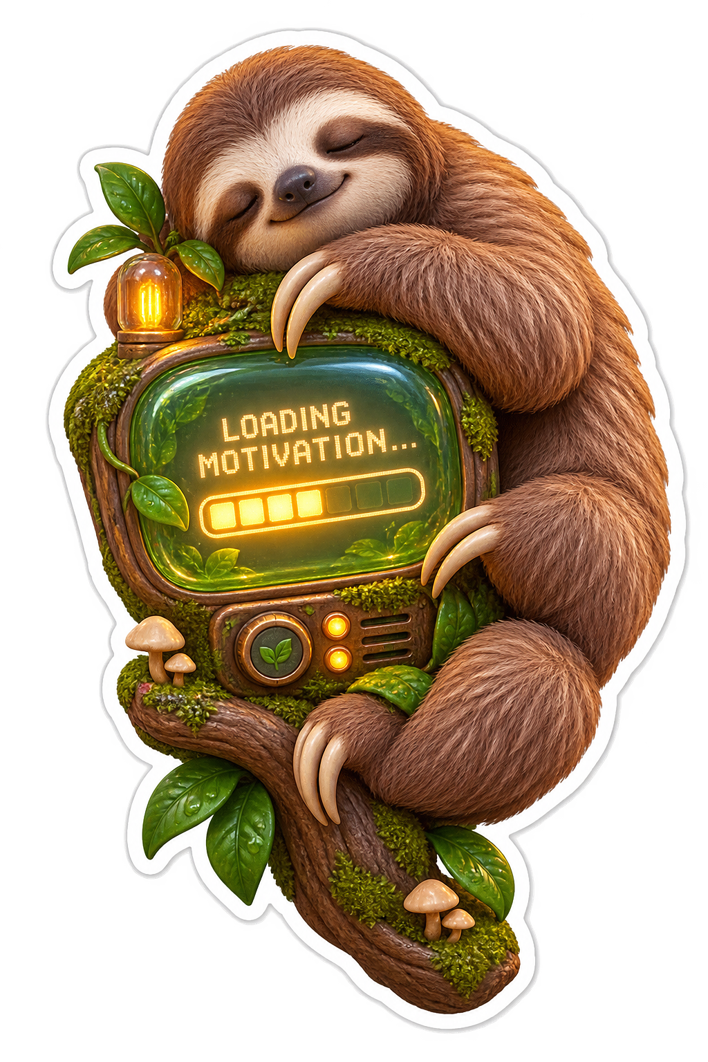 Sloth Hugging a Loading Screen Vinyl Sticker Decal