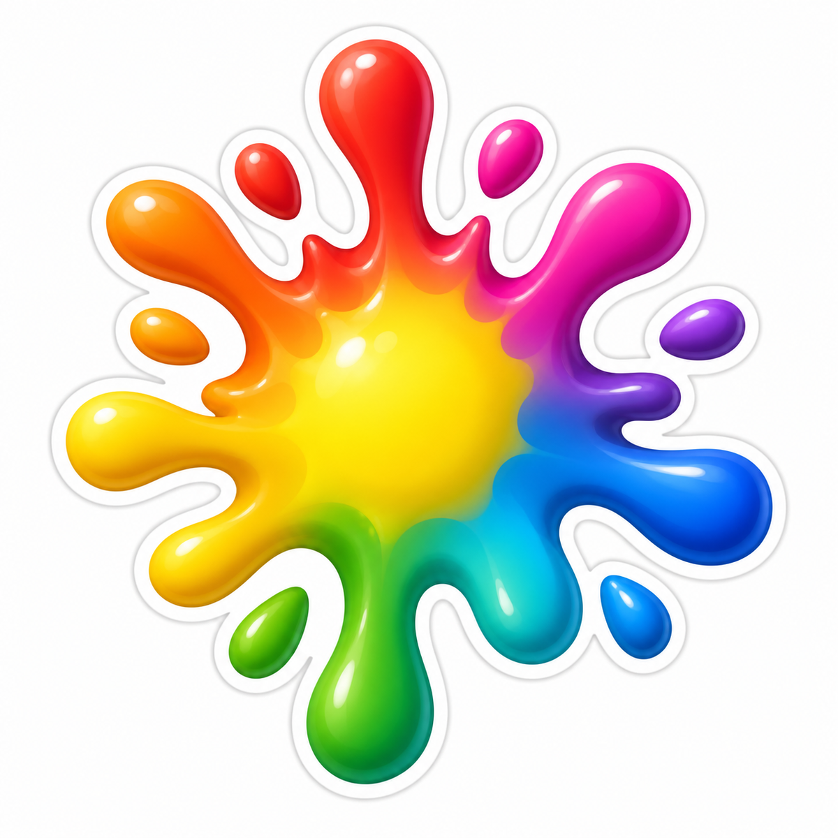 Rainbow Paint Splash Yellow Vinyl Sticker Decal