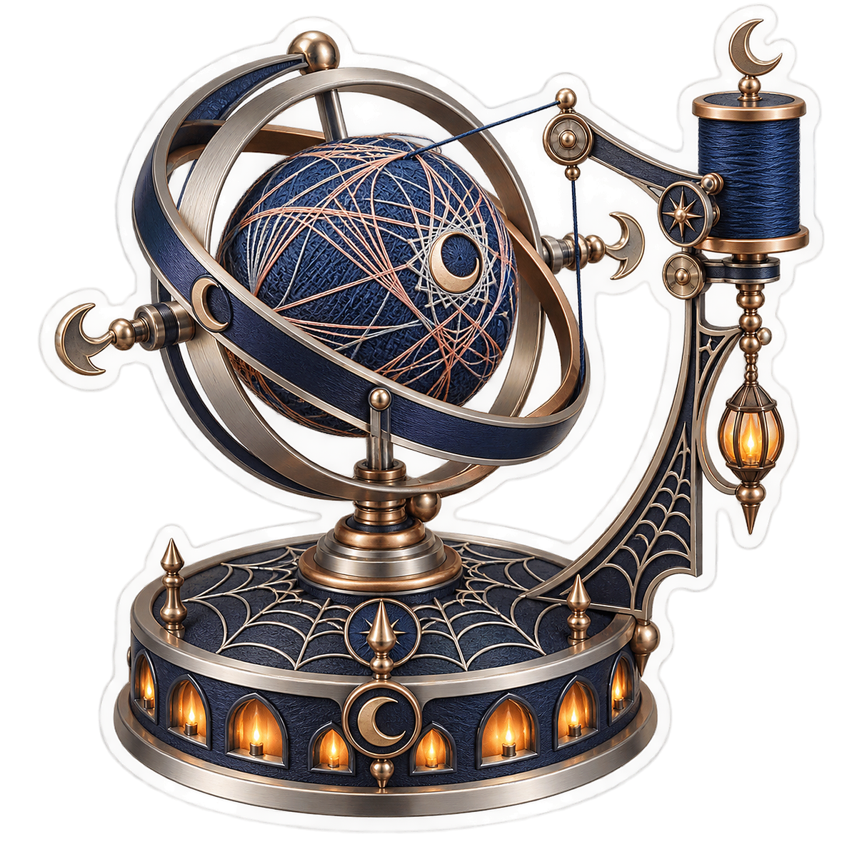 Indigo Thread Wrapping Orbital Cradle Vinyl Sticker Decal