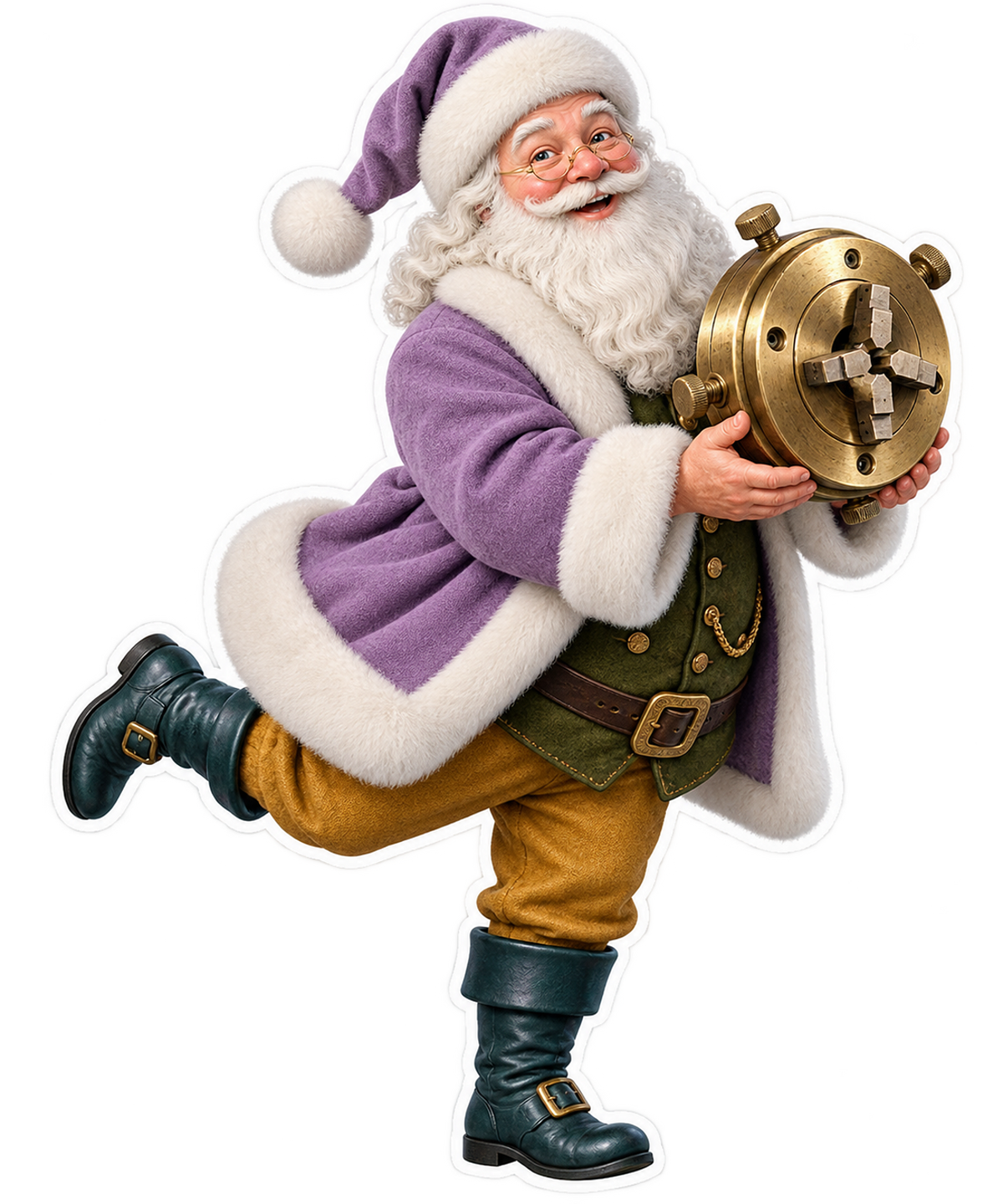 Santa Antique Brass Rose Engine Chuck Vinyl Sticker Decal