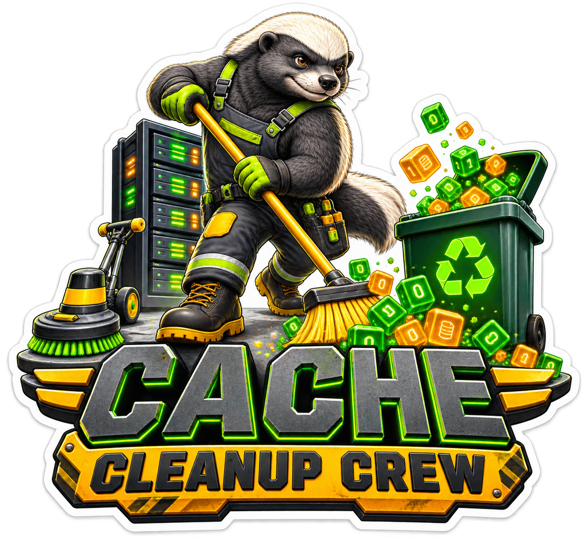Cache Cleanup Crew Badger Vinyl Sticker Decal