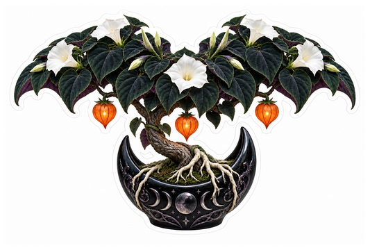 Obsidian Bat Wing Moonflower Bonsai Vinyl Sticker Decal