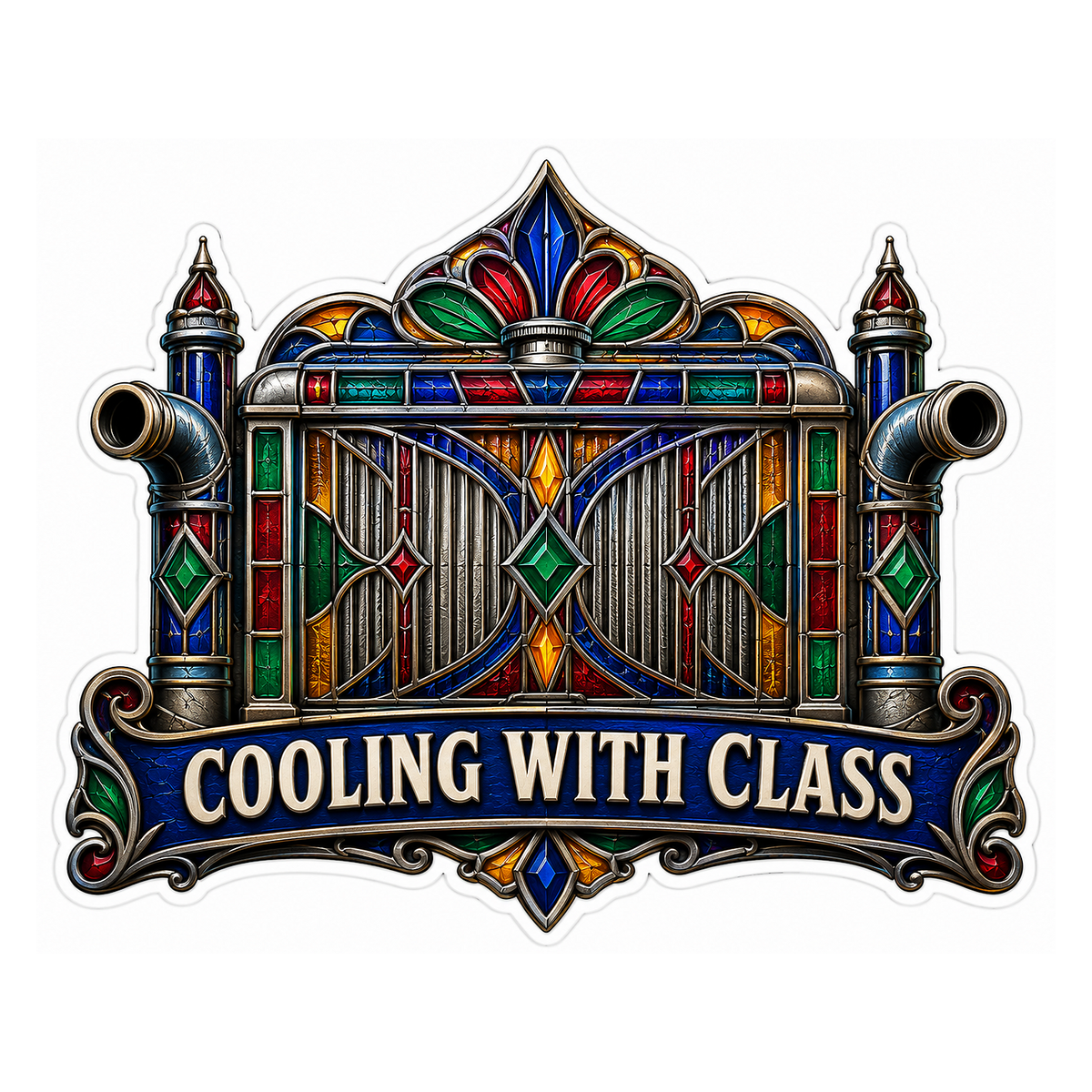 Radiator Core Stained Glass Window Vinyl Sticker Decal