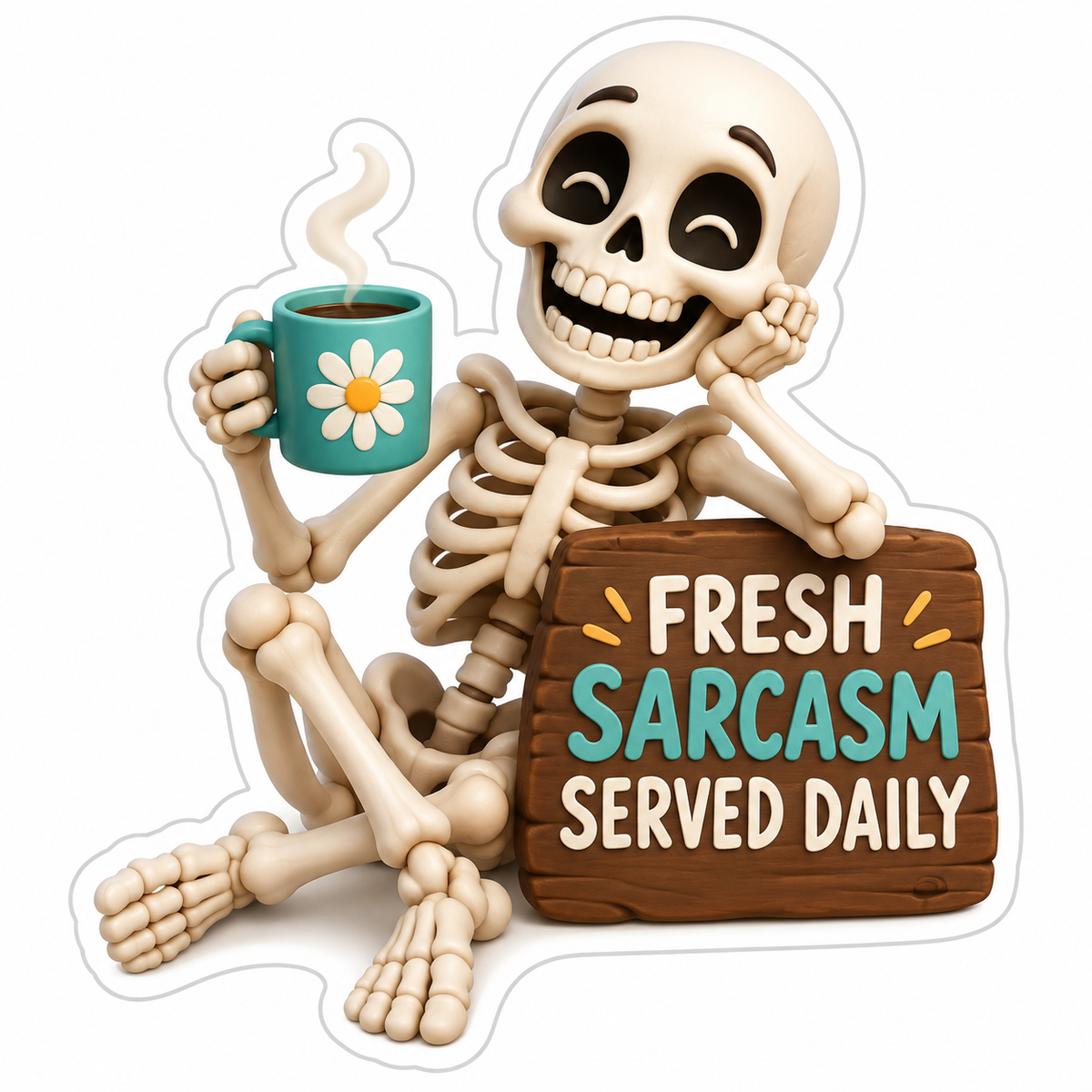 Fresh Sarcasm Served Daily Teal Vinyl Sticker Decal