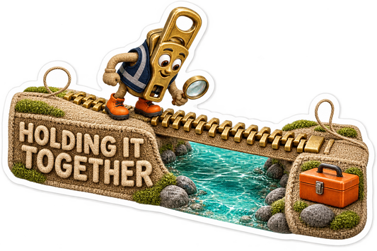 Holding It Together Zipper Bridge Vinyl Sticker Decal
