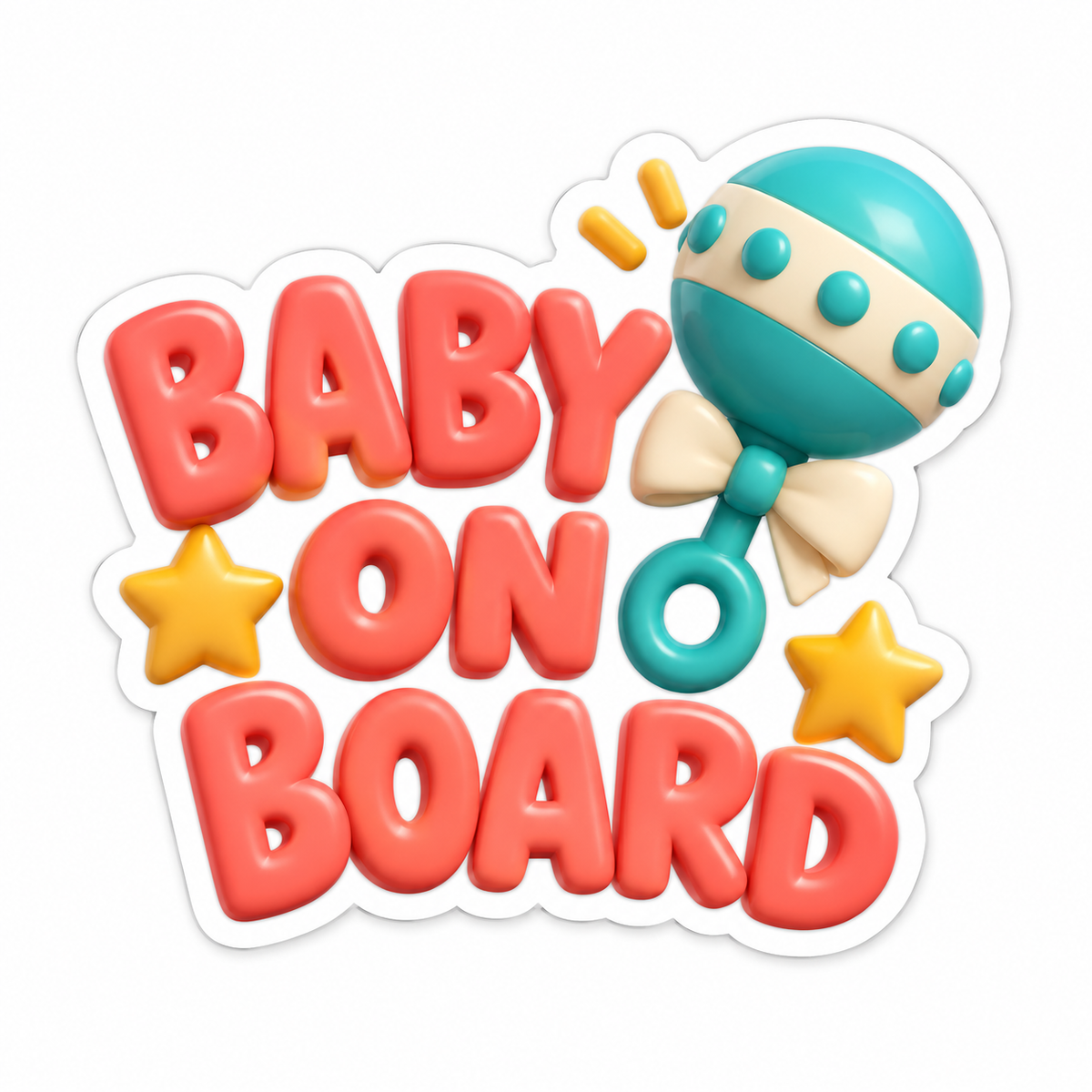 Baby On Board Coral Teal Vinyl Sticker Decal