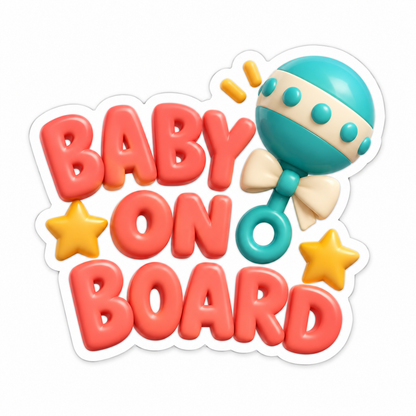 Baby On Board Coral Teal Vinyl Sticker Decal
