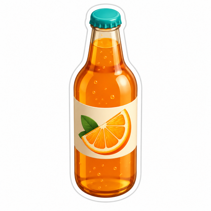 Straight-Sided Amber Soda Bottle Vinyl Sticker Decal