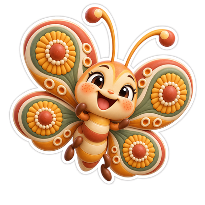 Butterfly Saffron Sun Coral Rosette Bounce Vinyl Sticker Decal