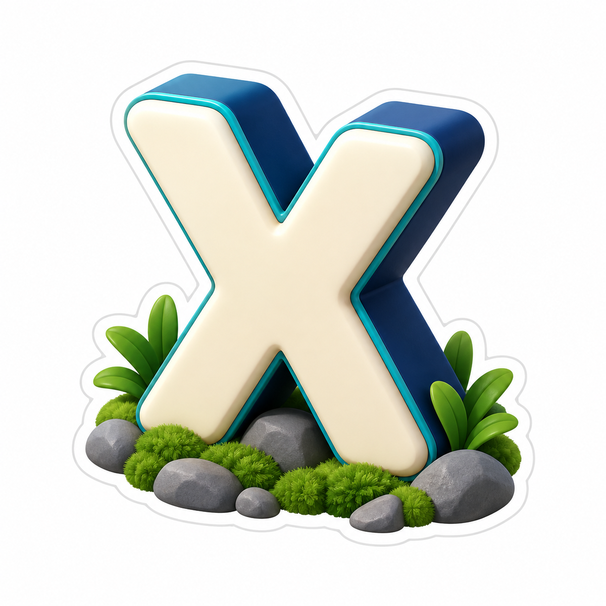 Upright Uppercase Letter X With Cream Face Vinyl Sticker Decal