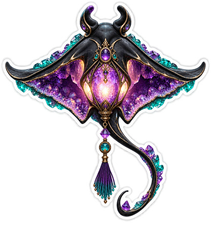 Obsidian Geode Manta Lantern Vinyl Sticker Decal
