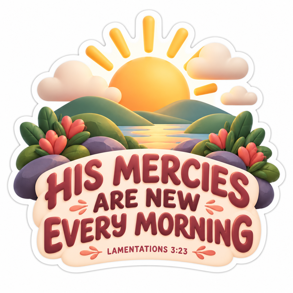 His Mercies New Every Morning Peach Sunrise Vinyl Sticker Decal
