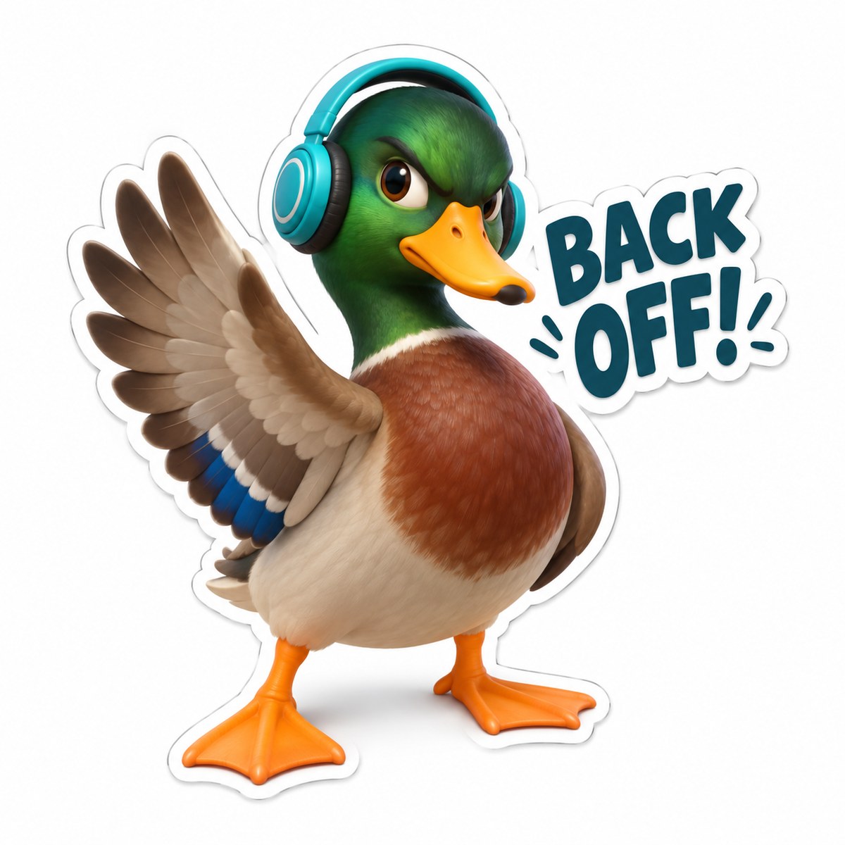 Back Off! Brown Turquoise Vinyl Sticker Decal
