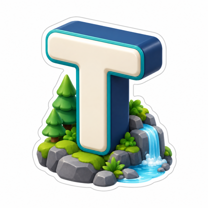 Upright Uppercase Letter T With Cream Face Vinyl Sticker Decal