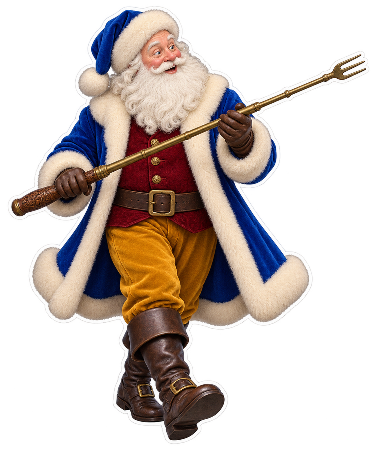 Santa Antique Brass Telescoping Toast Fork Vinyl Sticker Decal