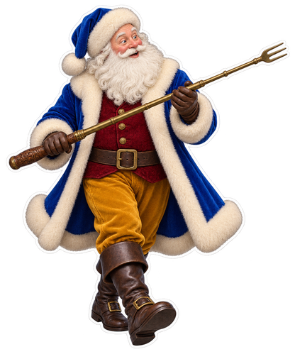 Santa Antique Brass Telescoping Toast Fork Vinyl Sticker Decal