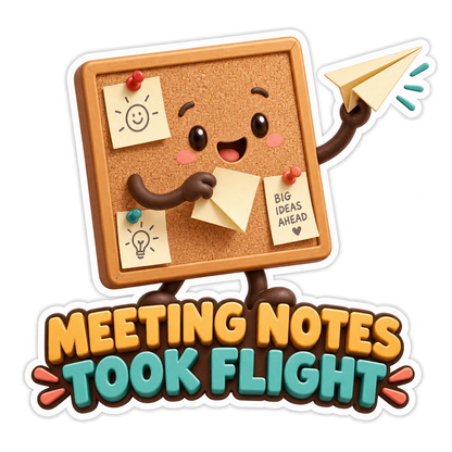 Meeting Notes Took Flight Corkboard Vinyl Sticker Decal