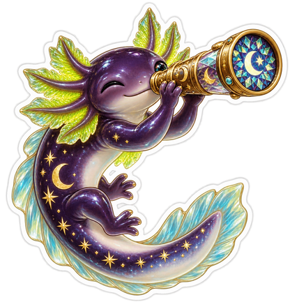 Aubergine Axolotl Moon Kaleidoscope Optician Vinyl Sticker Decal