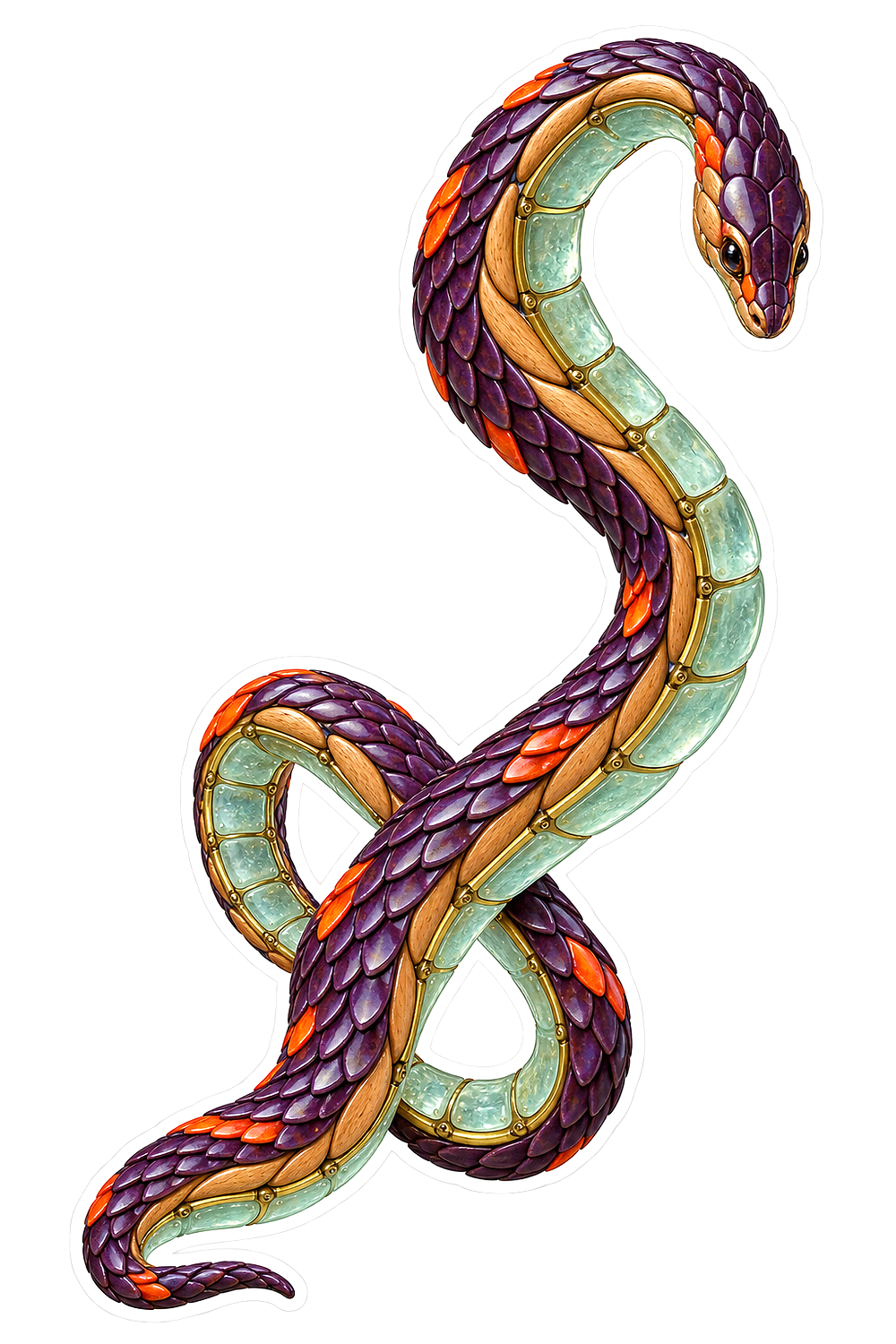 Original Aubergine Seafoam Open Loop Snake Vinyl Sticker Decal
