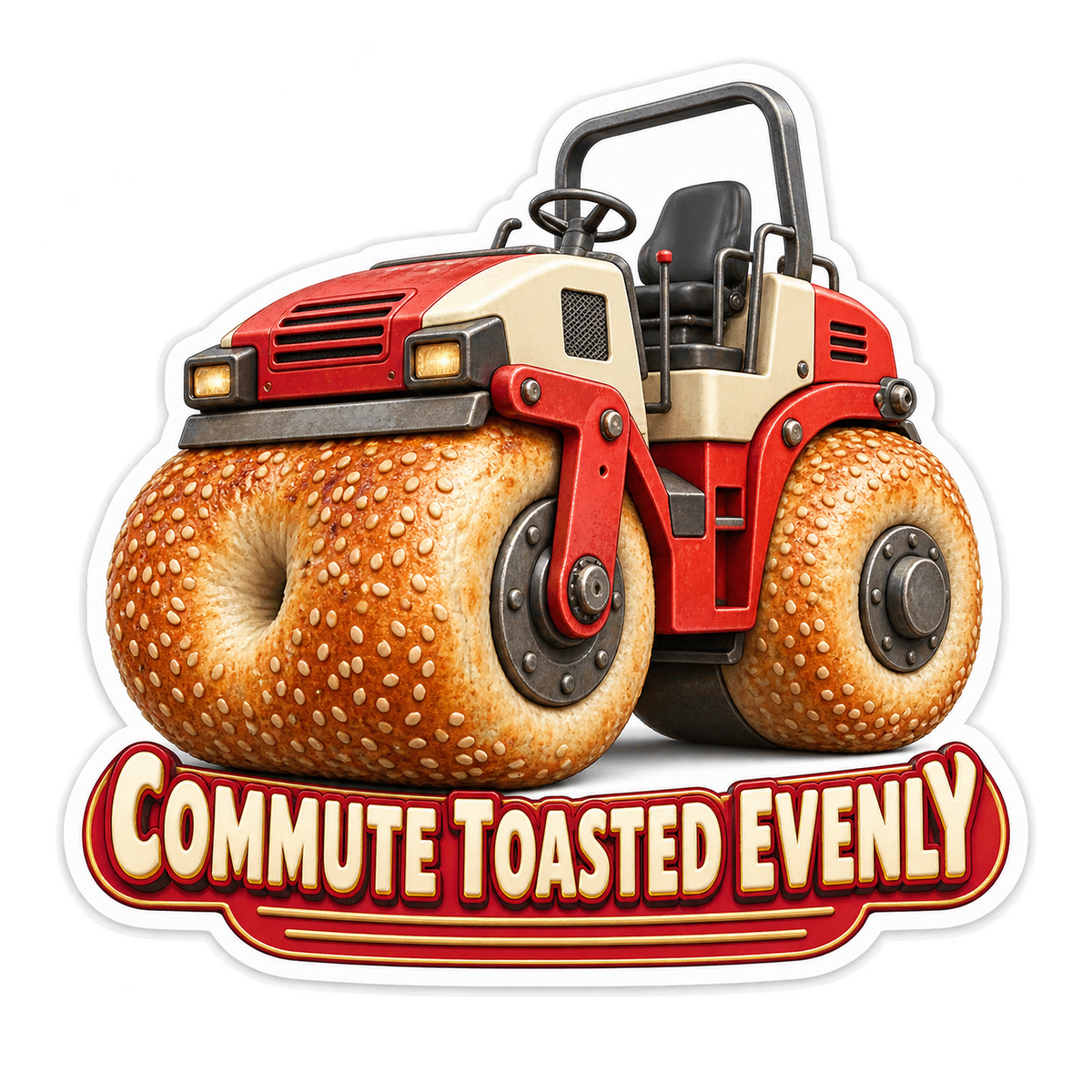 Commute Toasted Evenly Vinyl Sticker Decal