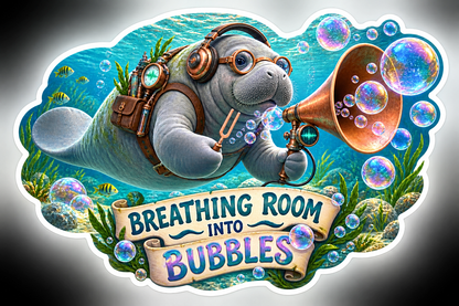 Breathing Room Into Bubbles Manatee Horn Vinyl Sticker Decal