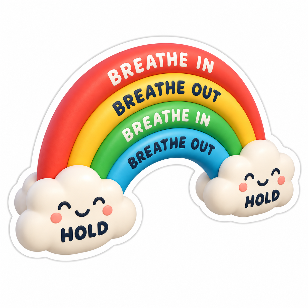 Rainbow Breathing Breathe In Breathe Out Hold Vinyl Sticker Decal