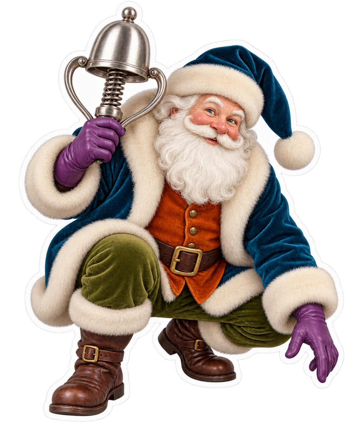 Santa Antique Silver Spring Egg Topper Vinyl Sticker Decal