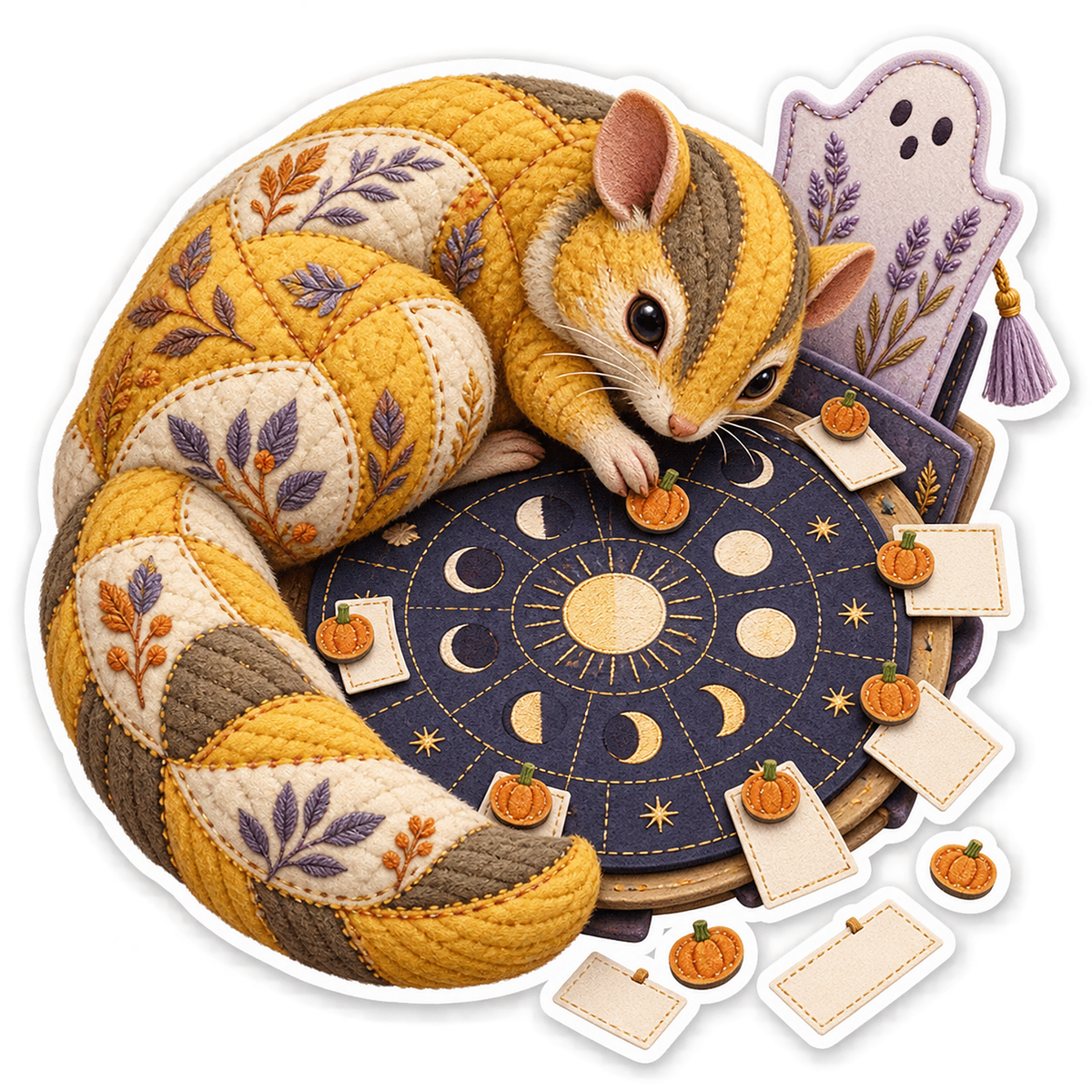 Quilted Saffron Agouti Moon Planner Wheel Vinyl Sticker Decal
