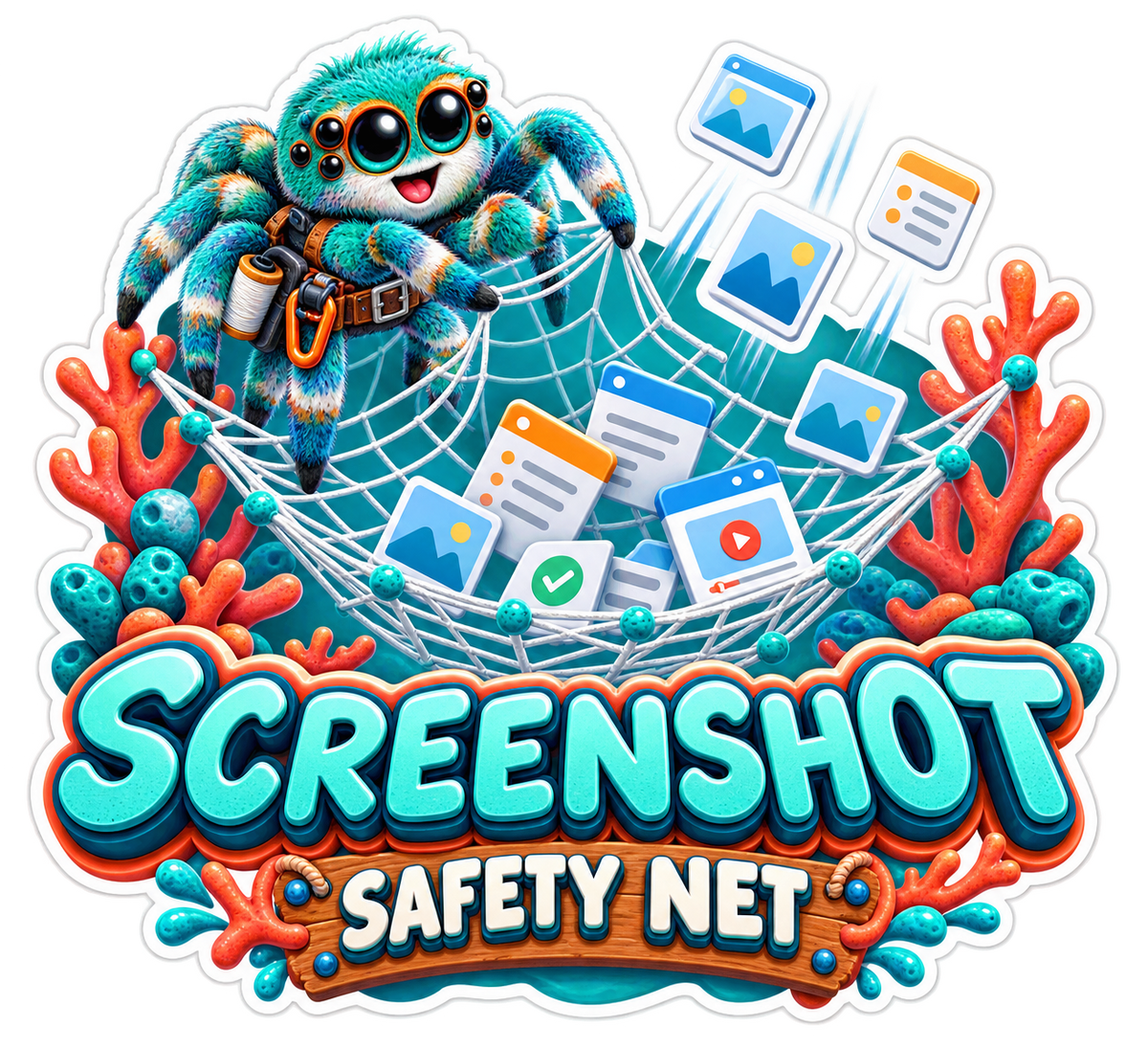 Screenshot Safety Net Spider Vinyl Sticker Decal
