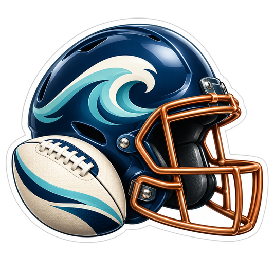 Navy Football Helmet Aqua Wave Copper Guard Vinyl Sticker Decal