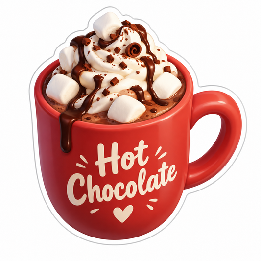 Hot Chocolate Mug Topped Vinyl Sticker Decal