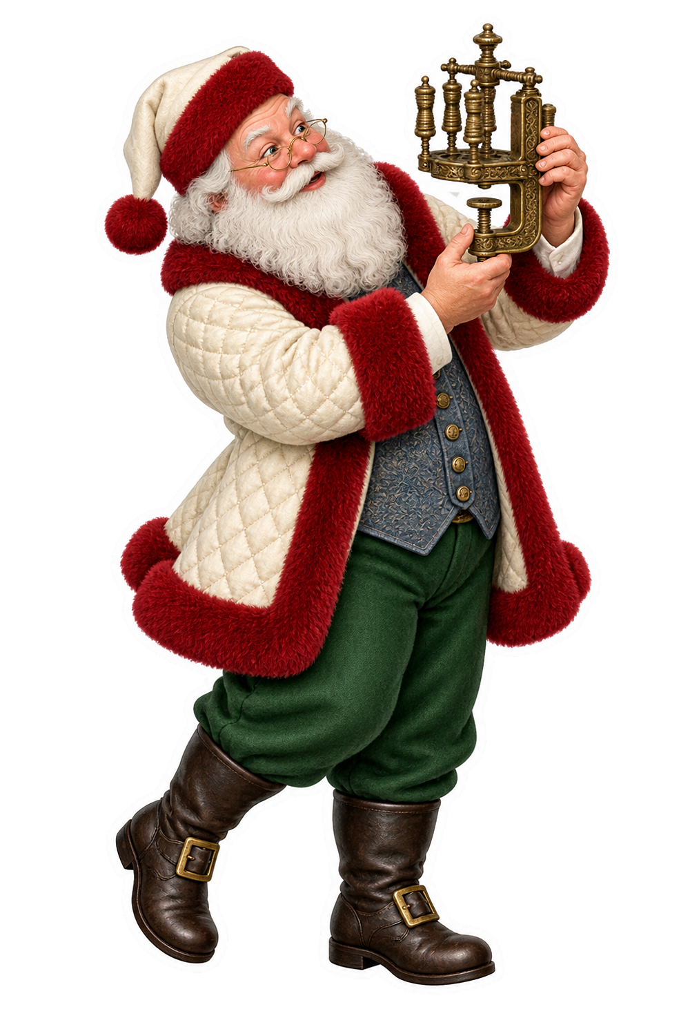 Santa Antique Brass Hairwork Braiding Clamp Vinyl Sticker Decal