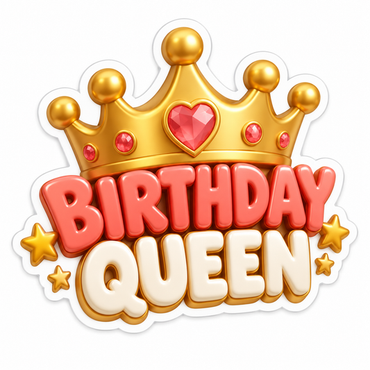 Birthday Queen Gold Coral Vinyl Sticker Decal
