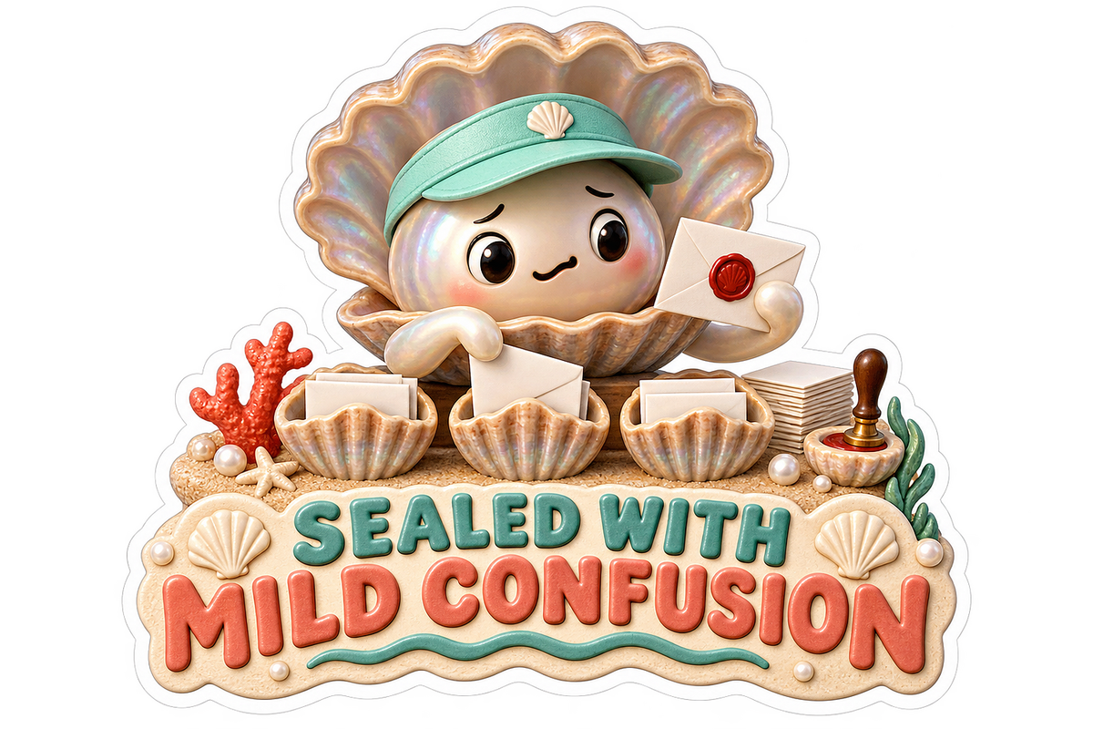 Sealed With Mild Confusion Clam Mail Vinyl Sticker Decal