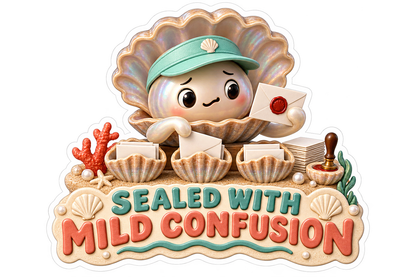 Sealed With Mild Confusion Clam Mail Vinyl Sticker Decal