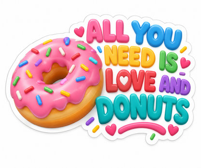 All You Need Is Love And Donuts Vinyl Sticker Decal