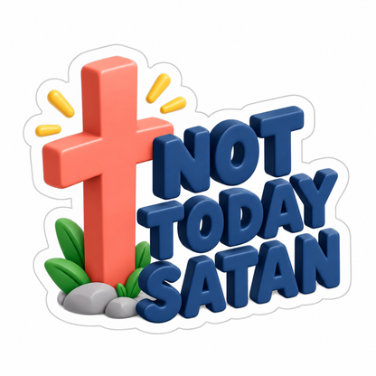 Not Today Satan Navy Coral Vinyl Sticker Decal