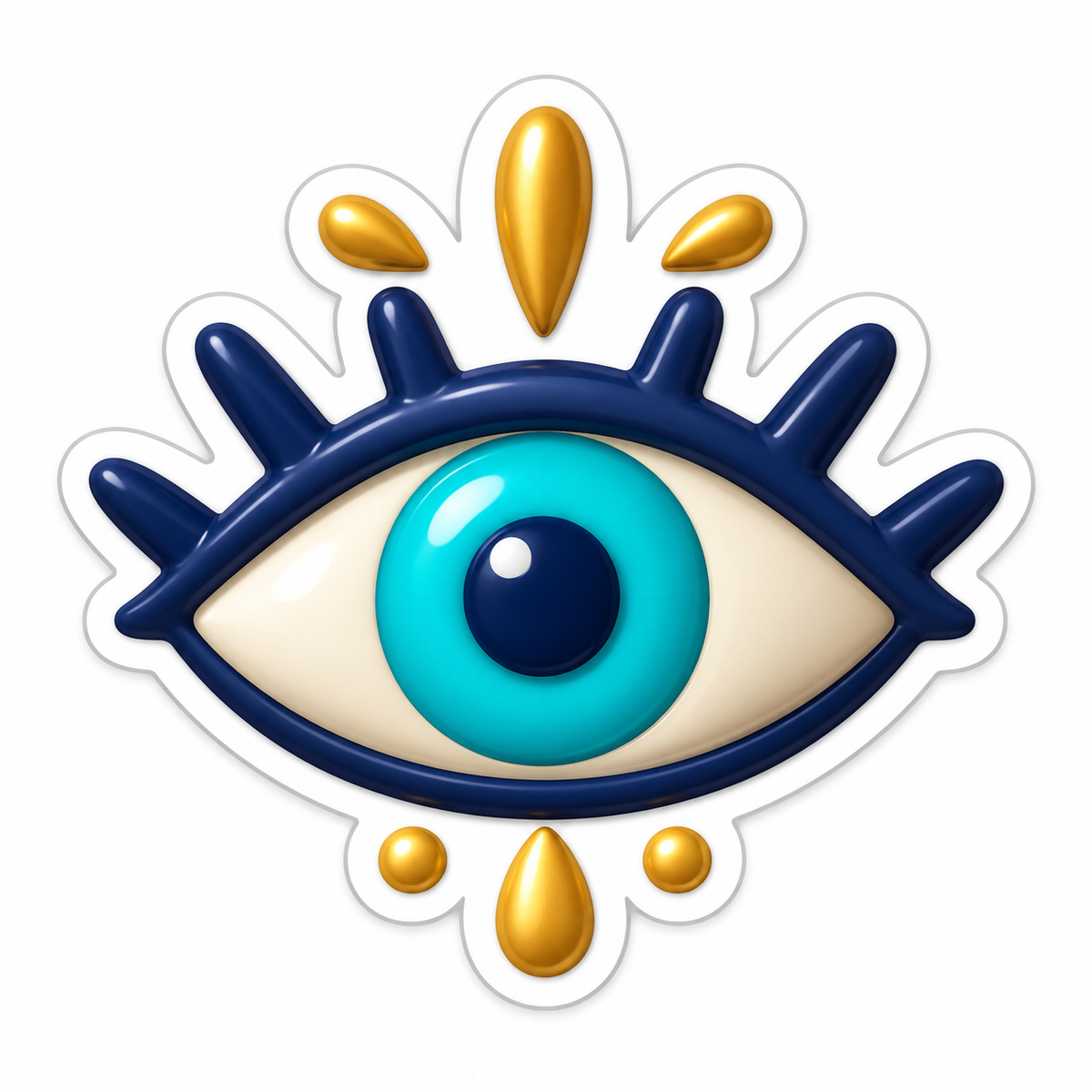 Turquoise Protective Eye Navy Gold Drops Vinyl Sticker Decal