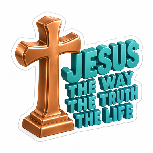 Jesus The Way The Truth The Life Copper Teal Vinyl Sticker Decal
