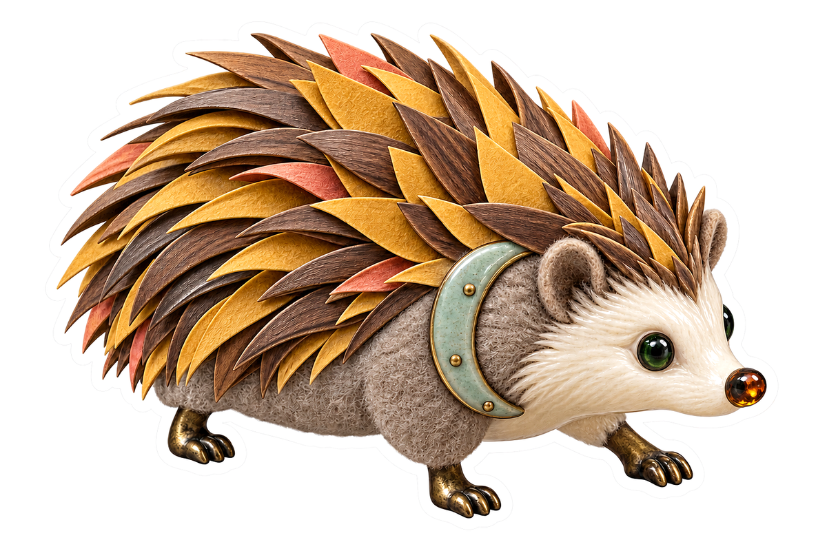 Isometric Walnut Paper Hedgehog Vinyl Sticker Decal