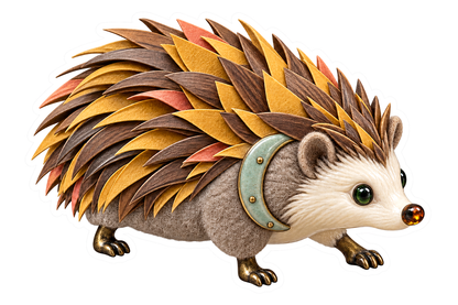 Isometric Walnut Paper Hedgehog Vinyl Sticker Decal
