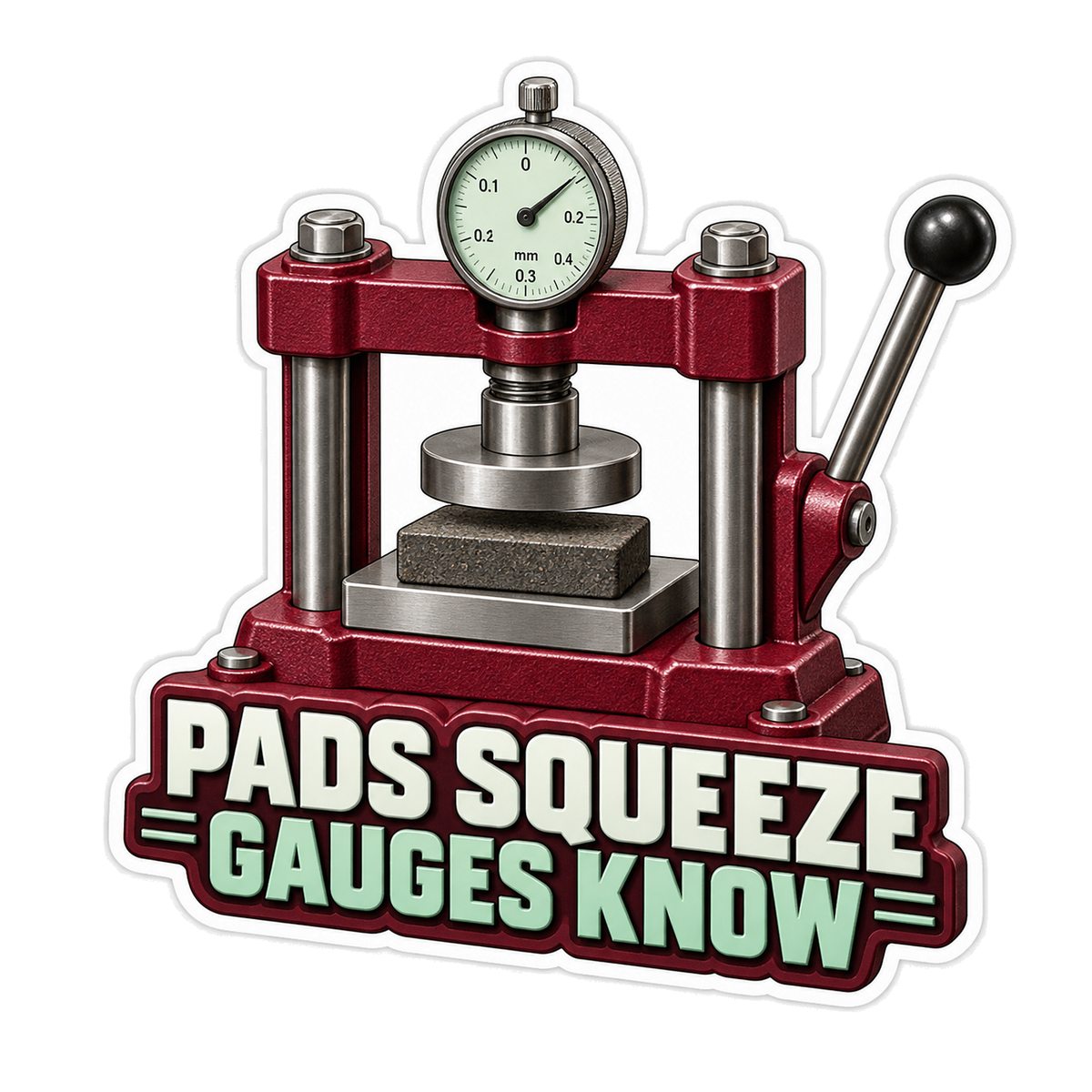 Brake Pad Compressibility Test Press Vinyl Sticker Decal