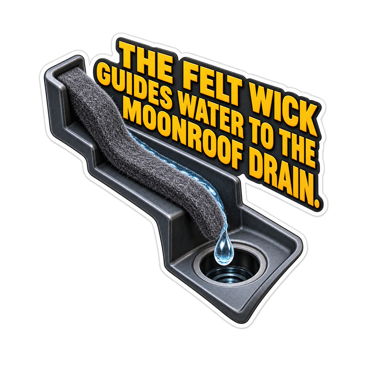 Moonroof Drain Felt Wick Vinyl Sticker Decal