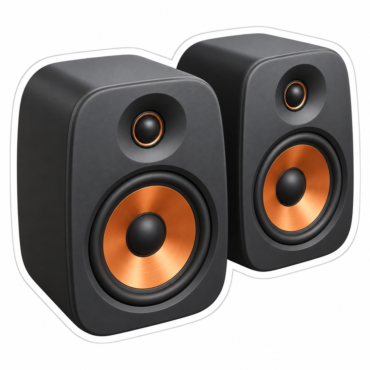 Two Charcoal Orange Loudspeakers Vinyl Sticker Decal