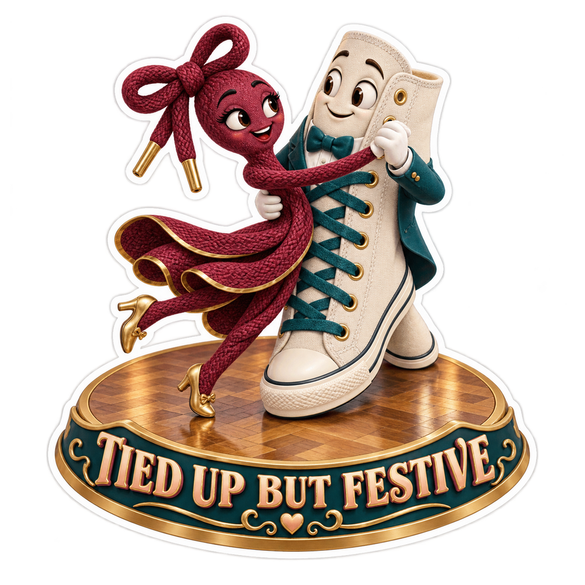 Tied Up but Festive Sneaker and Laces Vinyl Sticker Decal