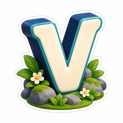 Upright Uppercase Letter V With Cream Face Vinyl Sticker Decal